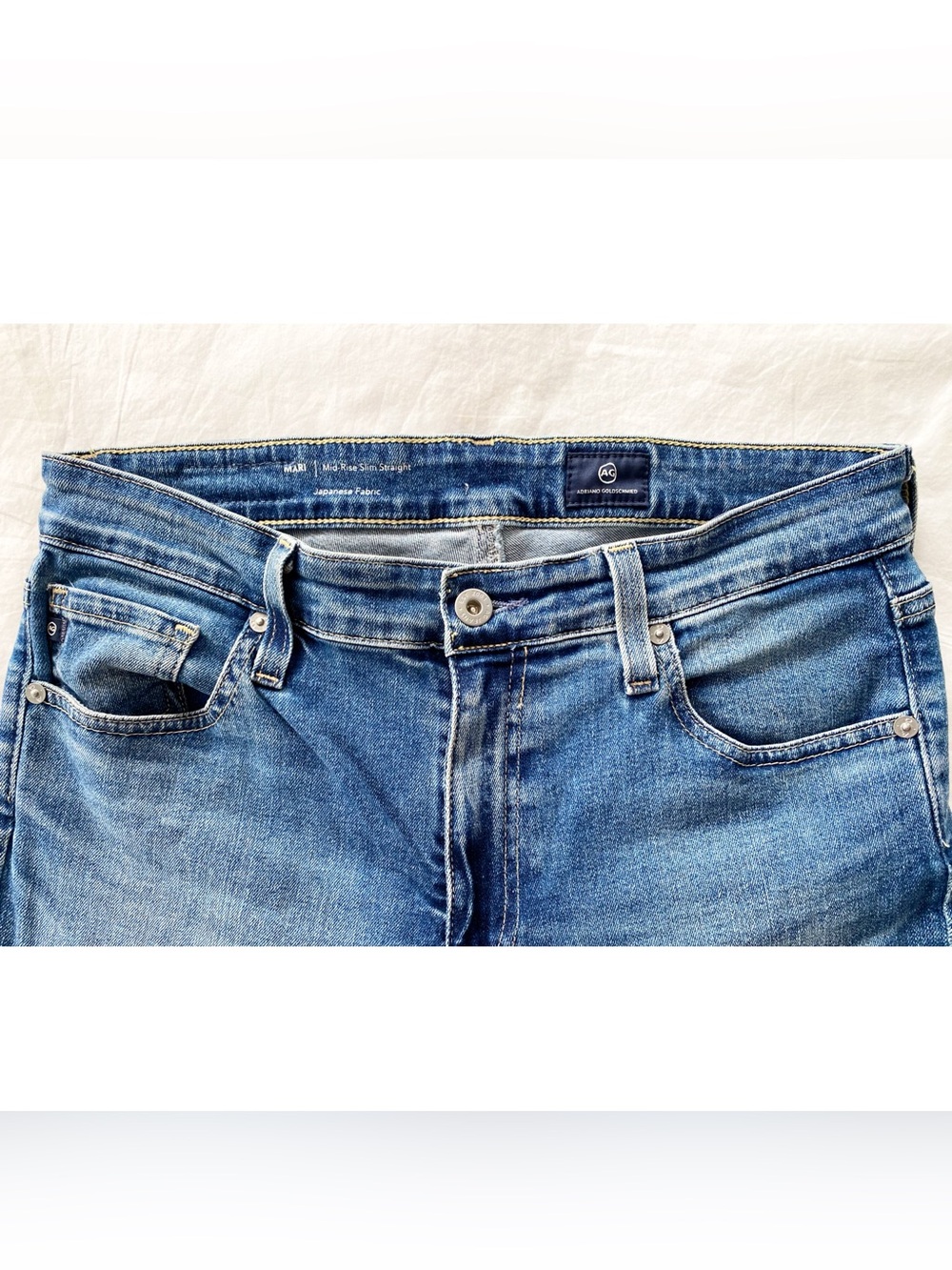 AG Adriano Goldschmied Mari Mid Rise Slim Straight Jeans Size 29 Raw Hem - Picture 5 of 8